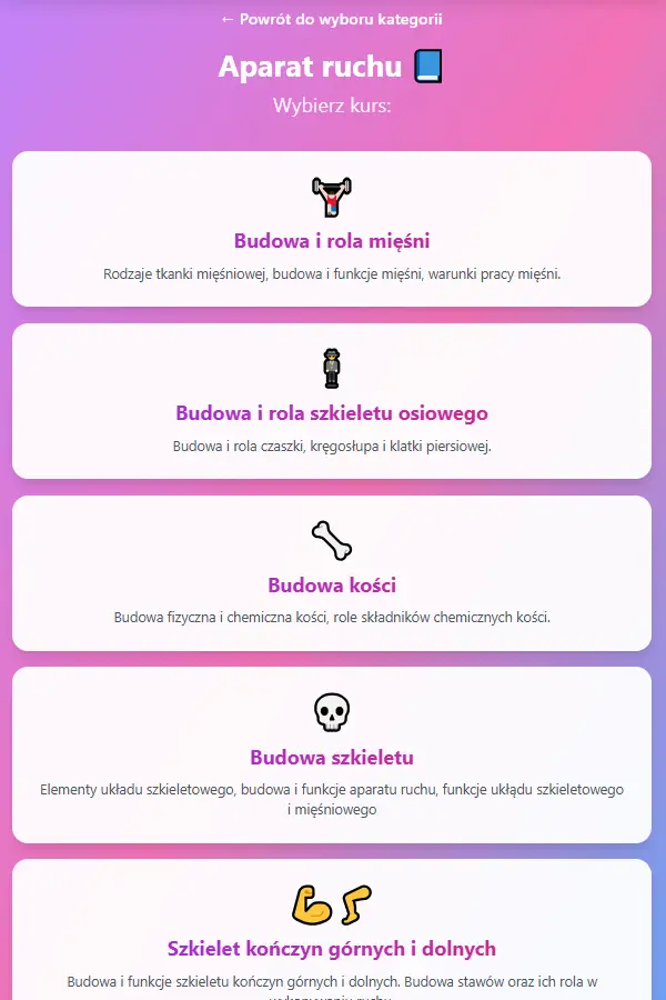 Widok quizu w aplikacji Jestem SIGMA